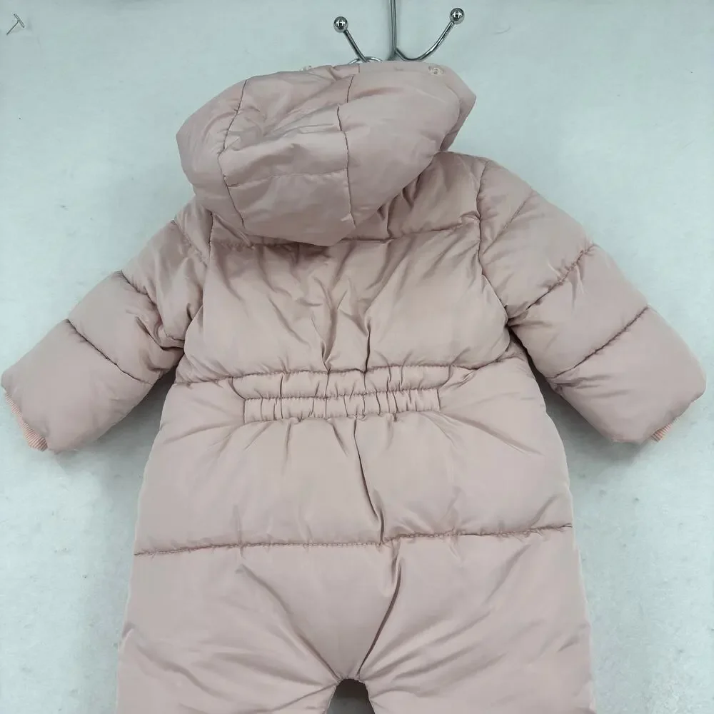 Mother's BabyBear Snowsuit Bunting 6-9 Months Pink Faux Fur Double Zip Hooded